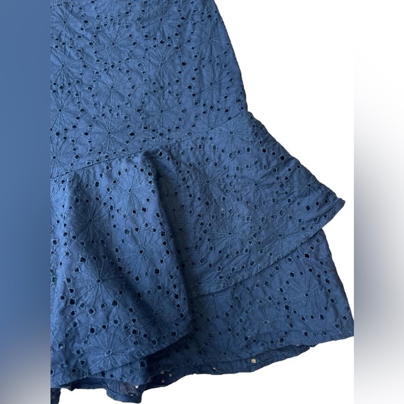 BANANA REPUBLIC NAVY BLUE EYELET RUFFLE MINI SKIRT – SIZE 6 – Y2K PREPPY CHIC - Picture 4 of 9